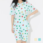 냉장고잠옷 여자 까슬이 지짐이 냉감 반팔 반바지 잠옷 여름 쿨 상하세트 : 행복한데이83