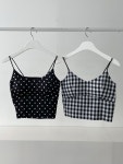 유니크 크롭 나시 탑 도트 고방체크 레이어드 휴가 바캉스 바다 여행 패피 : 제이와이엠