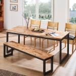 HDH13C 1700 6인 아카시아 원목 스틸 식탁 : 히트가구