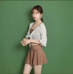 프릴 크롭탑 나시 하이웨스트 스커트 커버업 수영복 비치기디건 체형커버 쓰리피스수영복 : 츄블레스유