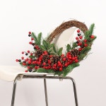 라탄환심 라탄재료 1 pc 크리스마스 등나무 화환 소나무 자연 분기 berriesamp diy 크리스마스 화환에 대한 소나무 콘 공급 홈 도어 장식... 
