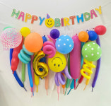 생일파티 풍선가랜드 DIY키트 세트 요술풍선 홈파티 꾸미기 레인보우 파스텔 카키골드 핑크 노랑 : 메리벌룬