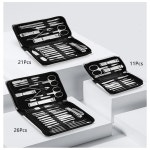 네일세트 11 26 pcs 매니큐어 세트 스테인레스 스틸 손톱깎이 큐티클 니퍼 페디큐어 케어 도구 죽은 피부 가위 청소 그루밍 키트 : 판다주주