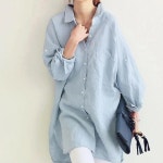가벼운면소재롱린넨남방 뒷단추오픈디자인 코튼셔츠블라우스 : 주주네 점빵
