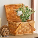 내추럴 우드 핸들 바스켓 피크닉바구니 라탄바구니 : 생활용품샵 로이트리