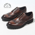 남자구두 고급 수제구두 브릿지풍 브록 꽃무늬 남성화 엔틱 트렌드 비즈니스 정장 캐주얼 구두 포인티드슈즈 스트랩 통풍 : 레샤트