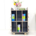 이동식 바퀴달린 책장  도서관 북트롤리 북카트 [밀라야이동식책장] : 미레아우드