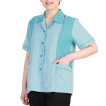 여성 선염체크 여름 미화복 반팔 모음전 근무복 단체 유니폼 빌딩 건물 호텔 병원 관공서 : 조이티