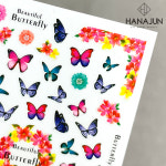 나비 버터플라이 꽃 플라워 믹스 젤네일 스티커 네일스티커 : 하나쭌