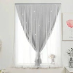 벨크로커튼 붙이는커튼 아이방커튼 작은창암막 찍찍이 1pcs 펀치 프리 벨크로 소녀 하트 커튼 완료 창 심사 거실 침실 음영 : Triple HK
