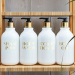 호텔 욕실 디스펜서 샴푸통 화이트 골드캡 라벨 스티커 520ml : 로맨틱하우스