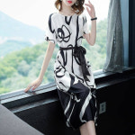 여름 새 인쇄 우아한 패션 롱 드레스 여성 반팔 미적 세련된 Vestidos 드 피에스타 땀 섹시한 캐주얼 로브 팜므 : Jandis