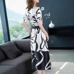 여름 새 인쇄 우아한 패션 롱 드레스 여성 반팔 미적 세련된 Vestidos 드 피에스타 땀 섹시한 캐주얼 로브 팜므 : Jandis