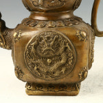 xuande 마크 h1254가 있는 중국 절묘한 구리 손으로 조각한 용 찻주전자 : Llegado