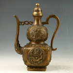 xuande 마크 h1254가 있는 중국 절묘한 구리 손으로 조각한 용 찻주전자 : Llegado