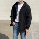 [당일출고,기모추가] 무지 남녀공용 오버핏 후드집업 (4color) : 어둑