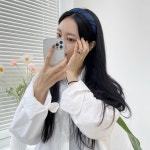 데님 머리띠 자수 스티치 포인트 청 볼륨 헤어밴드 2컬러 : 라망수아