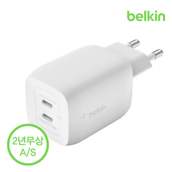 벨킨 65W 듀얼 C타입 PD 3.0 PPS GaN 고속 충전기 WCH013kr 아이폰15 14 13 12 갤럭시 S24 아이패드 프로 M4 맥북 에어 노트북 호환...