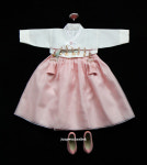 정원한복 여아동 전통한복 돌 백일 명절 어린이집 라미 살구 : 정원한복