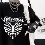 대형 티셔츠 여성 하라주쿠 캐주얼 반팔 여름 만화 패턴 세련된 러브 프린트 펑크 패션 상의 의류 : 펀펀커머스