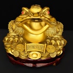 두꺼비 개업 금전운 재물 풍수 순수 구리 황금 행운의 장식품 세 다리 매미 홈 오피스 가 : 더카이씬