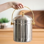 퀸센스 가정용 싱크대 음식물 쓰레기통 데이세븐 스텐 음식물 쓰레기통 3L : 쿡샵