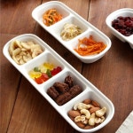 3칸 나눔접시 사각 분할 접시 도자기 3구 반찬 그릇 : 민트쇼핑