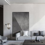 인테리어 평행 공간 모던 미니멀 거실 그림 바닥 뒤에 추상 소파 흑백 회색 호텔 액자 : 골든에디션