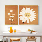 인테리어 꽃 주방 그림 모던 미니멀 거실 두 커플 따뜻한 조합 소파 배경 벽 예술 액자 : 골든에디션