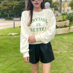 에브리띵 라운드 크롭 맨투맨 티셔츠 : 프롬한