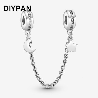 Pave Clip Charm Safety Chain Fit 오리지널 판도라 팔찌 참 펜던 : Lee Coffe