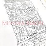 주홍빛 책거리6폭 민화도안 화실수업자료 방과후미술 취미미술 한지 공부방꾸미기 서재인테리어 : 민화리본