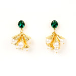 [모드곤] Emerald Stones with Pearls Earrings 에메랄드 스톤 진주귀걸이 : 모드곤