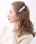 vintaine h7081 진주 bijou leaf 모티브 barrette m hair : 트리아진
