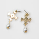 [모드곤] Gold Cross with Pearl Earring 물방울 진주 십자가귀걸이 : 모드곤