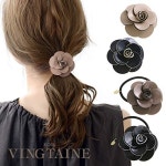 vintaine h7342 동백색 머리끈 조랑말 후크 머리띠 꽃 : 트리아진