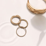 [인피니진]하모니 엔틱 3세트 링 반지 네츄럴 반무광 여성 데일리 빈티지반지 : 인피니진