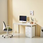 (서랍장 세트) 인테리어 데스크 우드 테이블 원룸 사무실 공부방 서재 컴퓨터 PC 곡선형 원목 나무 미니 화이트 철제 스틸 다리 프레임 3단... 