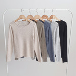 뱀부 스판 소프트 라운드 골지 긴팔 니트 : 위드마리샵