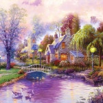 BL3D-1033 동화속마을보석십자수 (전체원형) 50x40cm 액자별도 오두막풍경 : 가고픈십자수