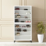 수납 인테리어 보관함 좁은 현관 키큰 아파트 원룸 사무실 실내화 거치대 슈즈렉 키높이 나무 틈새 미니 우드 오크 아카시아 화이트 키큰 4단... 