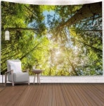 고요한 초록 숲 나무 배경 패브릭 포스터 울창한 자연 풍경 대형 액자 : 소울앤스토어