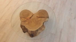 강화유리 느티나무 차탁 좌식테이블 : 호세만세공방