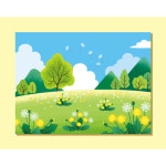 봄 배경 현수막 (들판 나무 민들레 동화 체험 풍경 어린이집 포토존 시트지 패트지) 35 : 헬로우 아이