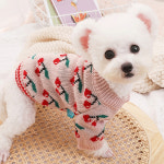 강아지 핑크 체리 니트 스웨터 가을옷 겨울옷 실내복 : 렛츠멍