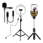 유튜브 1인 크리에이터 방송 장비 세트 (핀마이크, 블루투스삼각대셀카봉, 링조명) : 우리모두샵