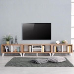 1200 낮은 거실 티비장 티비다이+사이드 책장 2개 세트 셋톱백스 전선홀 : 제이알엠