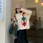 겨울 여성 빈티지 스웨터 루즈핏 카디건 : 스칸디