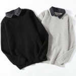 남성 가을 니트 스웨터  스웨터 남자 봄가을 한국판 트렌드 순색 블라우스 넥 니트 이너 레이디건 : 헛슨 하우스