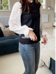 헤이제니 레이스블라우스 배색 하객룩 가을티셔츠 베이지 블랙 2colors : 헤이제니HeyJenny